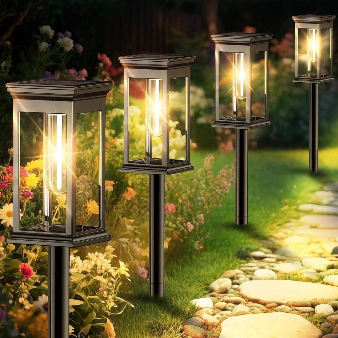 Solar Pathway Lights Outdoor Waterproof 12 Pack Bright Solar Powered Garden Lights with Auto On/Off, IP65 LED Landscape Lighting for Walkway Patio Lawn Yard Decor