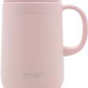 Stainless Steel Coffee Mug with Lid and Handle, Double Wall Vacuum Insulated Cup, 16oz, Pink