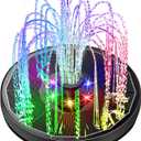Solar Fountain Glass Panel with 2200 mah Battery, 3.5W Floating Solar Water Fountain with 4 Fixed Rods, Solar Fountain Pump for Bird Bath, Garden, Pond, Pool, Outdoor-Colorful Lights