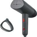 Sunbeam 1520W Handheld Steamer for Clothes, Portable, Foldable, Travel Steamer, Dual Voltage 120/240, Non-Stick, High and Low Steam Setting, 25s Heat Up, 140ml Tank, Bristle Brush, Storage Bag, Black (One Size)