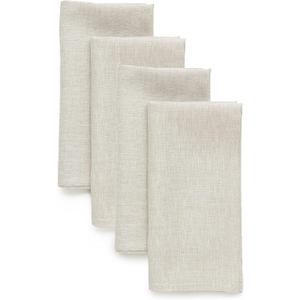 Solino Home Cloth Napkins Set of 4-100% Pure Linen Light Natural Dinner Napkins 20 x 20 Inch for Summer - Athena, Handcrafted and Machine Washable 
