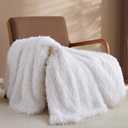 weigelia Fluffy Faux Fur Throw Blanket Soft Cozy Fuzzy Blanket for Couch, Feather-Style Plush Shaggy Throw, Elegant Decor for Bed & Women, White