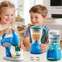 PEADUCK 3-in-1 Play Kitchen Appliances Set for Kids, Pretend Play Toys with Blender, Mixers, Water Dispenser, Realistic Sounds & Light, Birthday Gifts for 3-8 Year Old Girl