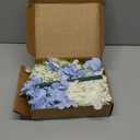 20 Pcs Blue and White Hydrangea Artificial Flowers Bulk, Faux Hydrangea Flowers Heads, Artificial Fake Silk Hydrangea Flowers with Stems, White Flowers Artificial for Decoration Wedding Dcor