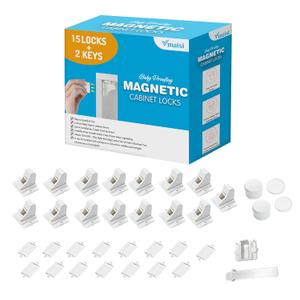 Vmaisi Baby Proofing Magnetic Cabinet Locks (15 Locks and 2 Keys) (Standard)