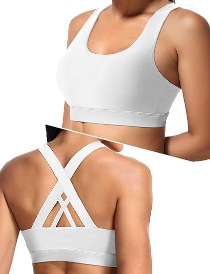 Sports Bras for Women High Support Large Bust, Outdoors High Impact Yoga Wireless Padded Bras, (White, Medium)