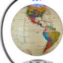 Magnetic Levitation Floating Globe, 8'' Magnetic Levitating Globe LED Illuminated World Map with Auto Permanent Revolving System for Home Office Modern Decorative Ornament Gift (Beige)