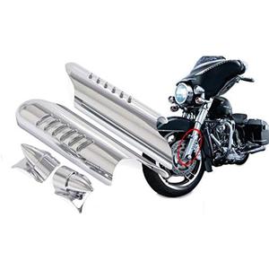 BID4ZE Chrome Lower Fork Leg Cover Deflectors Guard Cover for Harley Touring Electra Road Street Tri Glide 2000-2013, Chro