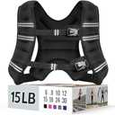 Zeerun Weighted Vest for Women & Men with Reflective Stripe and Adjustable Buckle, Comfortable & Durable Rucking Vest for Walking, Running & Strength Training, 15LBS-Black