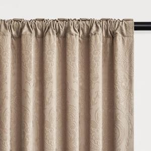 GIGIZAZA Beige Velvet Curtains 63 Inch Long for Living Room,2 Panels Luxury Vintage Drapes Floral Embossed Blackout Window Curtain Back Tab Thermal for Bedroom (Champagne)