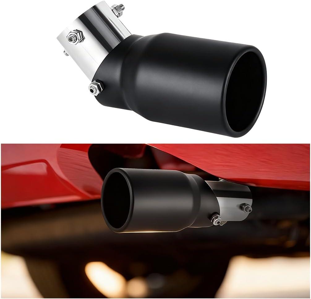 Stainless Steel Car Exhaust Tip, 2.5" to 3.3" Adjustable Vehicle Modification Tail Exhaust Pipe, Chrome-Plated Automotive Finish Tailpipe Decoration Accessories, Universal Fit (Black)