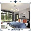GlowHub Modern Black Chandelier with Milk White Glass Globe Shades 30" 4-Light Pendant Light Mid-Century Sputnik Chandelier Cluster Hanging Light Fixture for Dining Room Entryway Kitchen