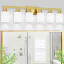 6 Light Gold Bathroom Vanity Light, Gold Bathroom Light Fixtures, 38" Modern Brushed Gold Vanity Lighting Fixtures for Bathroom Over Mirror, Gold Sconces Wall Lighting for Bedroom Living Room