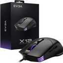 EVGA X12 Gaming Mouse, 8k, Wired, Black, Customizable, Dual Sensor, 16,000 DPI, 5 Profiles, 8 Buttons, Ambidextrous Light Weight, RGB, 905-W1-12BK-KR