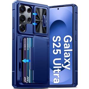GooseBox for Samsung Galaxy S25 Ultra Case Wallet with RFID [Cards Holder][Camera Cover][Edge Raised] Full Body Shockproof Silicone Protective Phone Case for Galaxy S25 Ultra 6.9" 2025 (Blue)