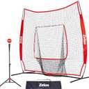 ZELUS 7x7ft Baseball Net, Baseball Softball Practice Net with Tee, Baseballs and Carry Bag for Batting Hitting and Pitching