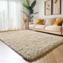 Amdrebio Beige Area Rugs for Bedroom Kids Room, Fluffy Plush Shaggy Furry Fuzzy Rug 4x6 for Living Room Decor Aesthetic, Soft Cute Shag Neutral Tan Carpet for Teens Baby Nursery Playroom Preppy Dorm