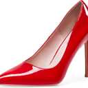 Women High Heels 4 inch Stiletto Pumps Sexy Pointed Toe Patent Leather Slip On High Heel Dress Evening Party Pump Shoes (9, Red)