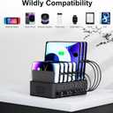 150W/35A Charging Station for Multiple Devices, 20 Port USB C Fast Charging Station with Adjustable Dividers - Organizer Charging Dock for Smartphone, iPad, Kindle, Tablet & More