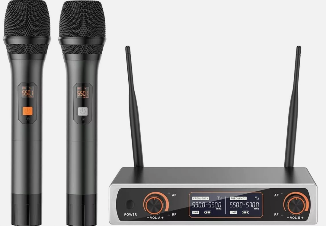 MOYLEAF Wireless Microphones, Metal Dual UHF Cordless Handheld Microphone System, Suitable for Family Karaoke, Speaker, Party, Conferences, Wedding, Church, 260 ft (T-023). MOYLEAF Wireless Microphones, Metal Dual UHF Cordless Handheld Microphone System, Suitable for Family Karaoke, Speaker, Party, Conferences, Wedding, Church, 260 ft (T-023).