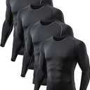 Pack Of 4 Compression Shirts for Men Long Sleeve Athletic Base Layer Undershirt Gear T Shirt for Workout, M
