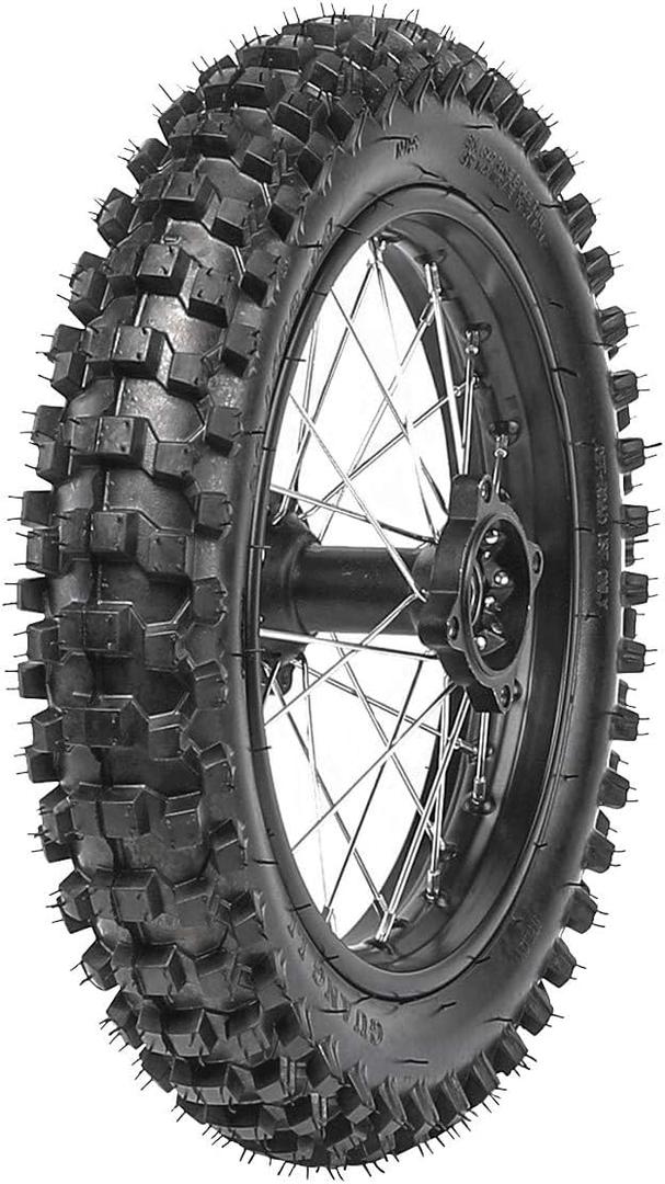 14" Rear Wheel Rim Tire Assembly For Dirt Pit Bike Trail 90/100-14 Rear Wheel Tire with 1.85x14 Rim & 15mm Bearing Fits 125/140/150/160cc Pit Dirt Bike Apollo SSR Taotao