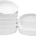 Foraineam Set of 8 Pieces Porcelain Ramekins, 6 Ounce Oval Creme Brulee Ramekin Dishes 6 x 4-1/4 x 1-1/4 Inch Baking Ramekins Set