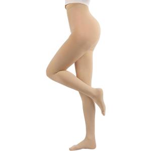 Compression Pantyhose Stockings for Women Men, 20-30 mmHg Medical Graduated Support Opaque Closed Toe Hose Tights (Medium, Beige)