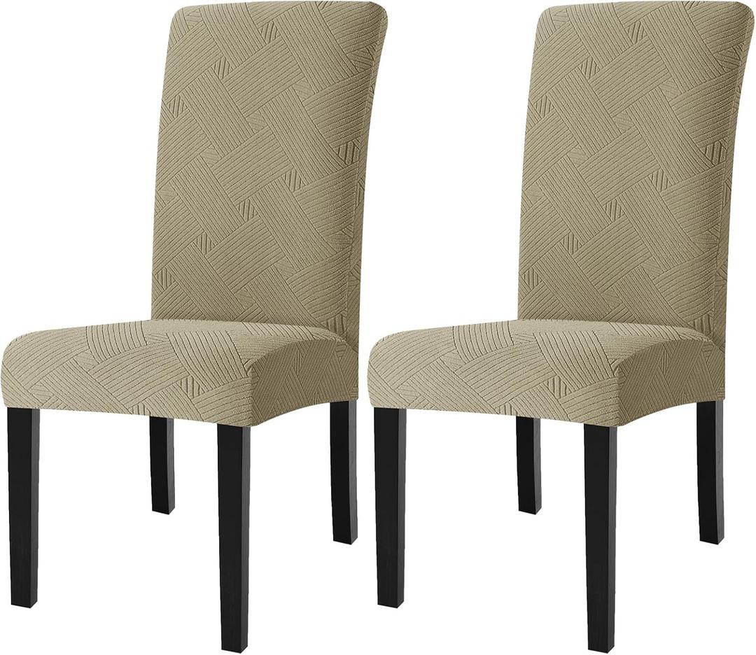 Dining Chairs Cover Set of 2,Chair Covers for Kitchen,Khaki | Removable & Washable,Stretch Material,Chair Covers for Dining Chairs,Protection Against
