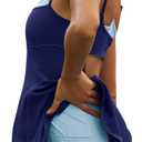 Yanekop Womens Tennis Dress Athletic Dress with Shorts and Bra Golf Outfits Spaghetti Strap Workout Romper Dresses(Navy Blue,S)