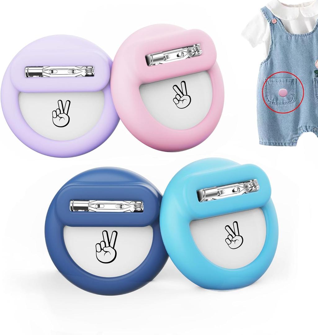 Air Tag Holder for Kids (4 Pack), Hidden GPS Tracker Case with Invisible Pin for Airtag Gen 2/1, Silicone Protective Cover for Toddlers, Children,Elderly, Cloth, Pants(Dark Blue+Sky Blue+Pink+Purple)