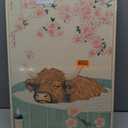 Japanese Bathroom Canvas Wall Art Funny Highland Cow in Bathtub Wall Decor Paintings Vintage Cute Cattle Humorous Animal Prints Aesthetic Pictures for Restroom Toilet Decoration 12x16 Inch Framed (16L" x 12W")