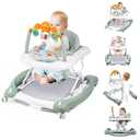 Boyro Baby Baby Walker, 5-in-1 Baby Walkers for Boys and Girls 6-12 Months with Bouncer, Removable Footrest, Feeding Tray & Music, Foldable & Adjustable Activity Walker for 6-18 Months Toddler Infant