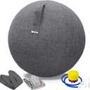 Exercise Ball Chair with Fabric Cover, Standard Size (25inches/65cm), for Home Offices, Balance Training, Yoga Ball (Black)