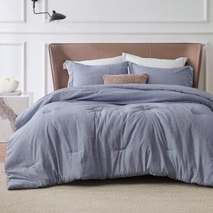 Bedsure King Size Comforter Set - Navy Blue Soft Bedding for All Seasons, Cationic Dyed Bed Set, 3 Pieces, 1 King Size Comforter (104"x90") and 2 Pillow Shams (20"x36"+2")