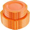 102PCS Orange Plastic Plates - Orange and Gold Disposable Plates - Party Plate with Gold Rim - Vintage Disposable Plate Serving for 51 Guests for New Year Party