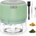 Electric-Herb-Grinder-3.5 Inch-2024-Upgraded, 3.4oz Large Grinder for Grinding Dry Fresh Herbs and Spices, USB Rechargeable, Portable, Waterproof, High-efficiency, Nice Choice for Home (Pale-green)