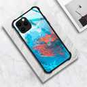 CARLOCA Compatible with iPhone 12 Mini Case,Blue Orange Marble for Girls,Graphic Design Shockproof Anti-Scratch Case for iPhone 12 Mini