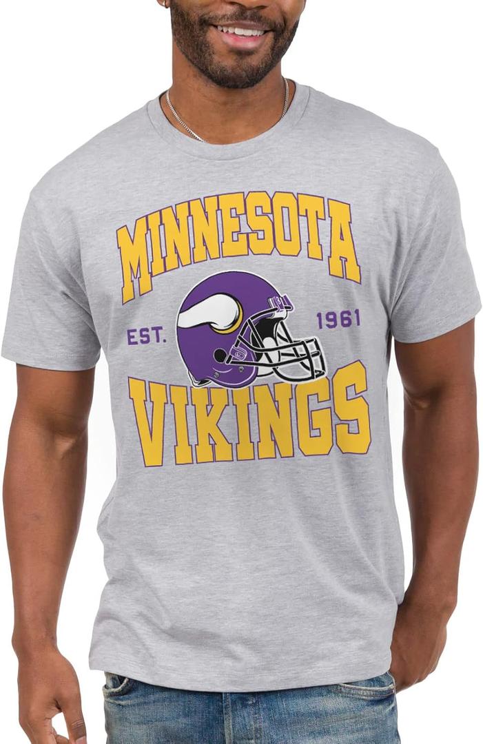 Junk Food Team Helmet NFL Shirt (Large, Grey)