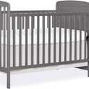 Dream On Me Anna 3-in-1 Convertible Full-Size Baby Crib & Changer with Storage in Steel Grey, GreenGuard Gold & JPMA, Pinewood, Converts to Day & Toddler Bed, 3 Mattress Heights, 1 Changing Pad
