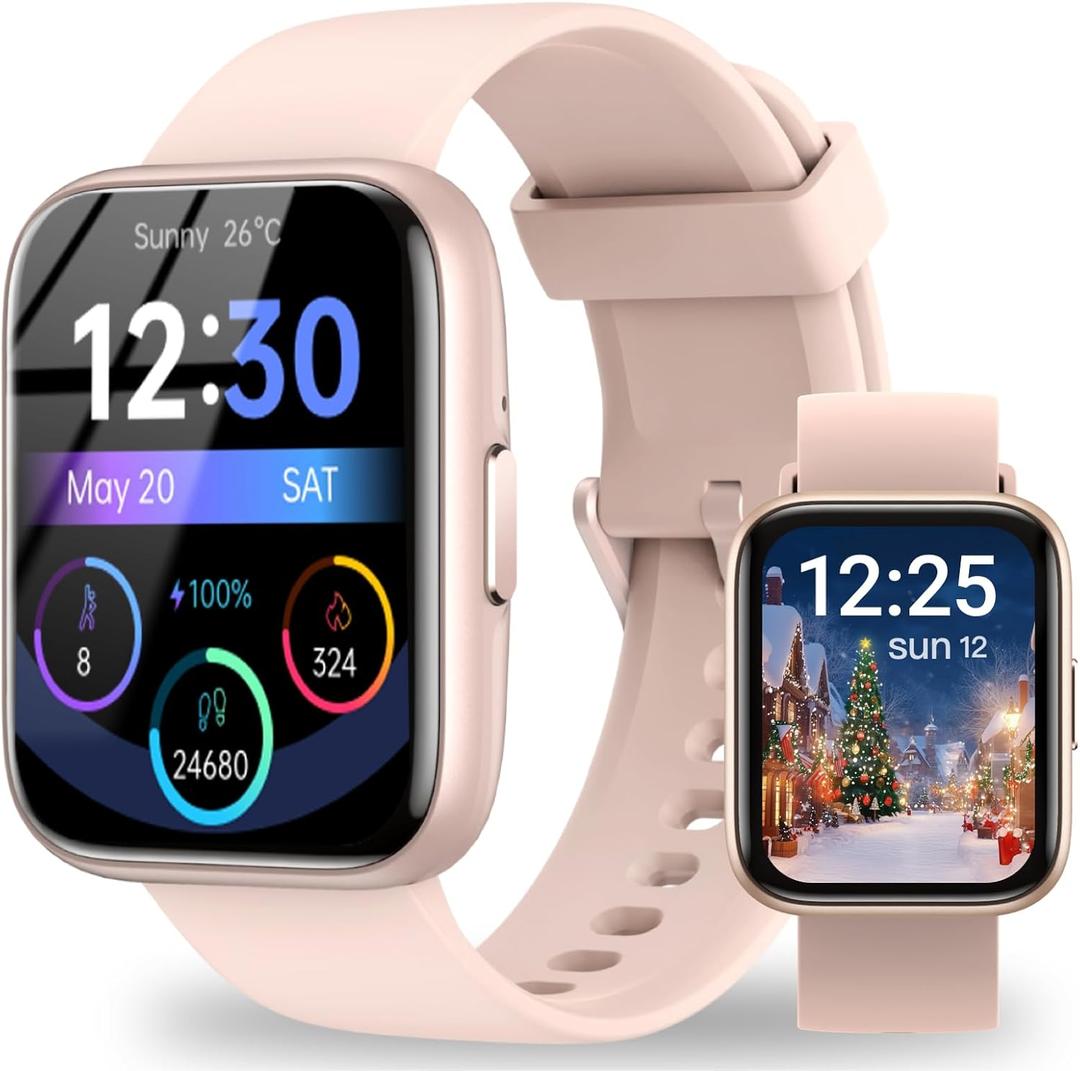 Smart Watch for Men Women - Answer/Make Calls/Quick Reply/AI Voice Assistant, 1.83" for Android iPhone Samsung Compatible IP68 Smartwatch Blood Oxygen Heart Rate Fitness Tracker (Pink)