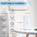 Portable Mini Humidifier, 300ml USB Cool Mist Small Humidifier with Colorful Lights. Perfect for Bedroom, Office, Plants, travel & Car (White)