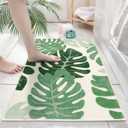 HAOCOO Bath Mats for Bathroom, 18x25 inch Green Leaf Soft Non Slip Bathroom Rug, Machine Washable Small Rug Cute Bath Mat Carpet for Door Mat Indoor Bathtub Shower Decor