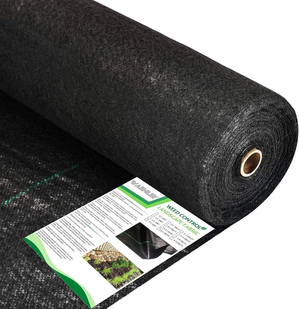 WAENLIR 5.8oz 20 Year 3ft x100ft Heavy Duty Weed Barrier Landscape Fabric, Sturdy Weed Blocker Cover, Outdoor Gardening Weed Control Mat (5.8oz 3ft x 100ft)
