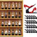 Shoe Organizer 20 Pack - Shoe Stackers, Space Savers 50%, 4 Levels Adjustable Rack, Black
