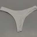 SherryDC Women's Sexy Cheeky Thong Brazilian Cut Low Rise High Leg Bikini Bottom, White, Medium