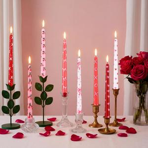 Lounsweer 8 Pcs Valentine Taper Candles 10 Inch Pink Red Heart Decorative Candlesticks Long Unscented Taper Candles for Birthday Wedding Anniversary Party Home Table Decor Holiday Gift