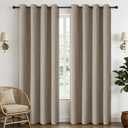 CUCRAF 100% Blackout Curtains 54 inches Length 2 Panels Set, Room Darkening Linen Textured Curtain Grommet for Bedroom Living Room, Light Blocking Thermal Insulated Drapes (52 x 54 Inch, Linen)