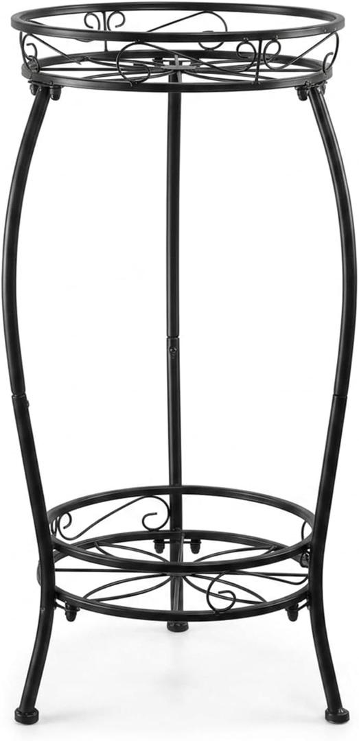 Plant Stand Indoor Outdoor 27.1'', 2 Tier Tall Metal Plant Stands, Heavy Duty Rustproof Corner Flower Potted Rack for Planter Holder Home Patio Balcony Garden -Black