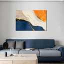 Abstract Canvas Wall Art for Living Room - Large Nave Blue Wall Decor Picture - Modern Orange Painting Artwork for Bedroom Home Office Decoration, Ready to Hang (Blue and Orange, 24"36")